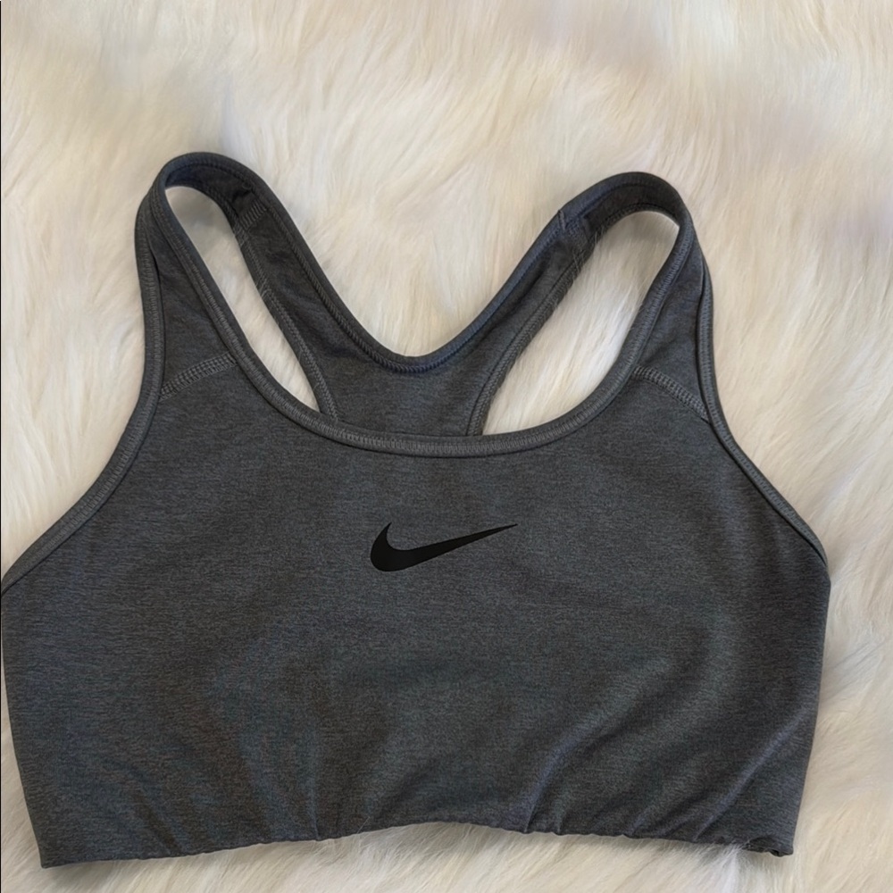 Nike Gray Racerback Sports Bra with Supportive Straps